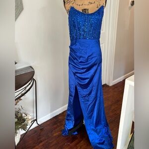 Stunning Sapphire Blue‎ Prom Dress size L party holiday new years
